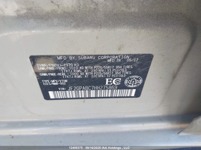 Aukcja sprzedaży 2017 Subaru Crosstrek Sport/touring, vin: JF2GPABC7HH275869, numer aukcji: 12408375