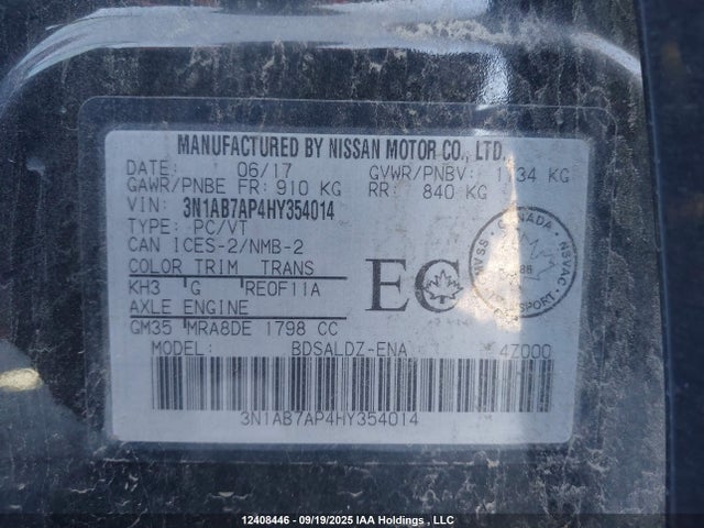 Nissan Sentra 2017 3N1AB7AP4HY354014 Image 19