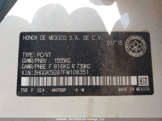 3HGGK5G87FM108351 Honda l15b1