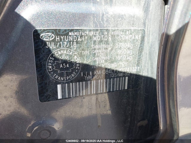 KMHD84LF7KU741321 Hyundai mpi nu