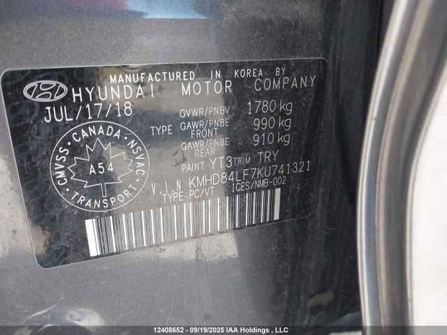 KMHD84LF7KU741321 Hyundai mpi nu