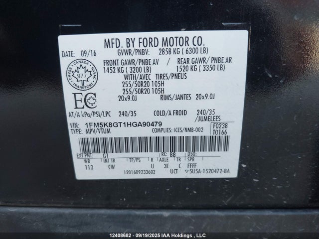 1FM5K8GT1HGA90479 Ford 3.5l gtdi