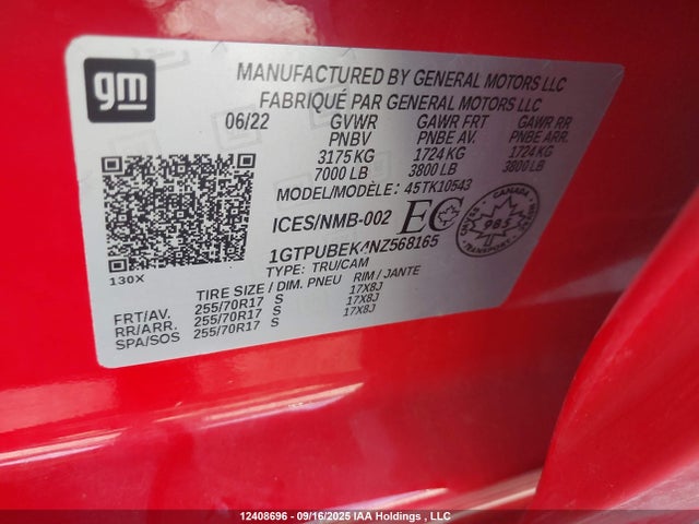 1GTPUBEK4NZ568165 GMC l3b