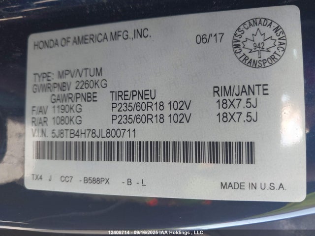 5J8TB4H78JL800711 Acura j35z2