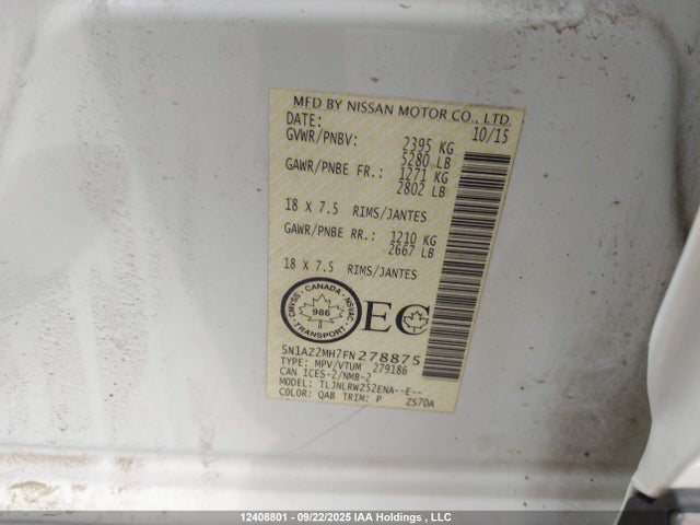 5N1AZ2MH7FN278875 Nissan 2015
