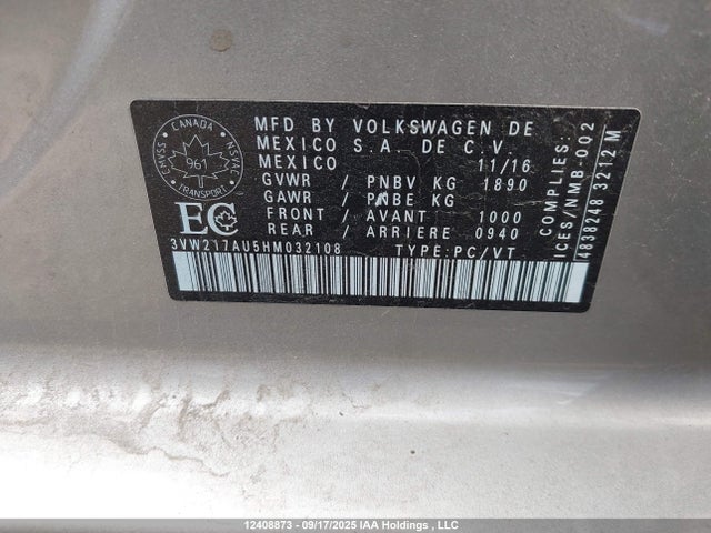 3VW217AU5HM032108 Volkswagen 1.8 tsi