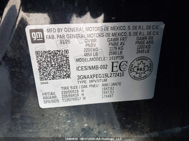 Chevrolet lsd 2025 3GNAXPEG1SL272410 Image 9