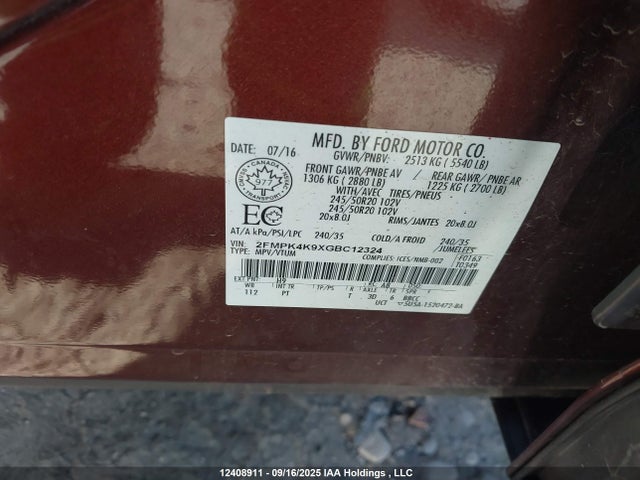 2FMPK4K9XGBC12324 Ford 2016