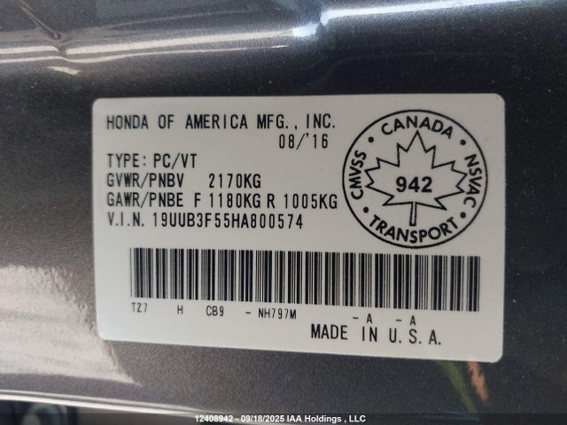 Acura j35y6 2017 19UUB3F55HA800574 Image 9