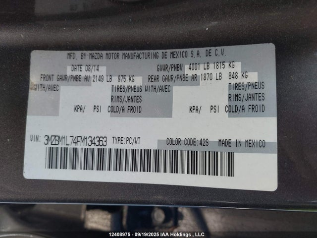 Mazda pe 2015 3MZBM1L74FM134363 Image 9