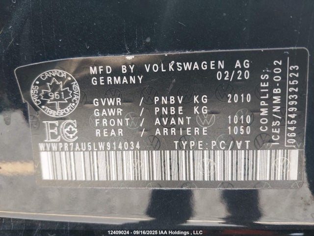 WVWPR7AU5LW914034 Volkswagen 2020