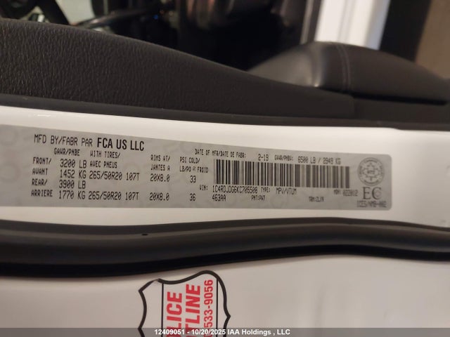 Dodge Durango 2019 1C4RDJDG6KC705508 Image 9