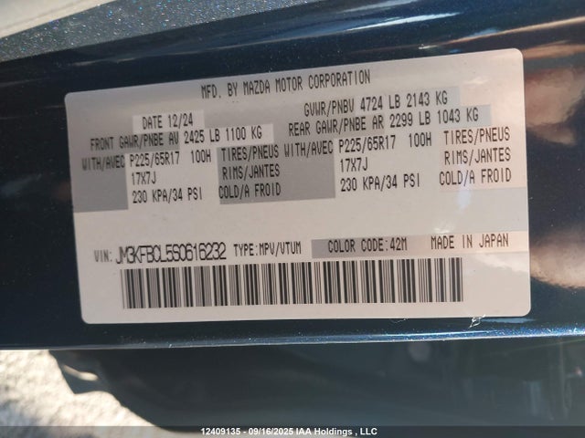 Mazda py 2025 JM3KFBCL5S0616232 Image 9