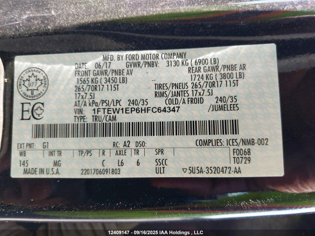 Ford 2.7l-4v 2017 1FTEW1EP6HFC64347 Image 18