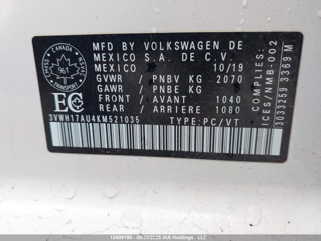 3VWH17AU4KM521035 Volkswagen GOLF ALLTRACK