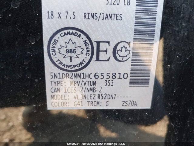 5N1DR2MM1HC655810 Nissan 2017