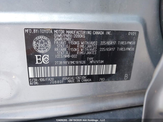 Toyota a25a-fks 2021 2T3B1RFV1MC181626 Image 9