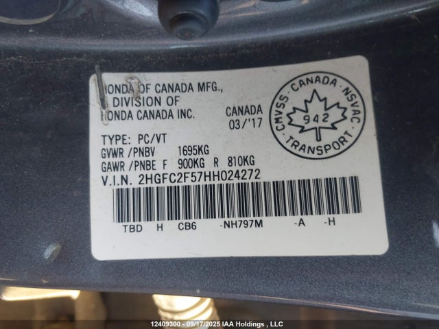 Honda k20c2 2017 2HGFC2F57HH024272 Image 9