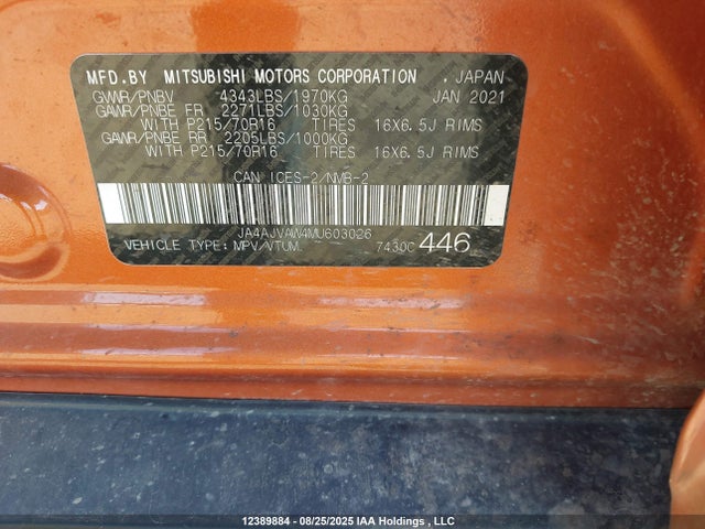 JA4AJVAW4MU603026 Mitsubishi mivec