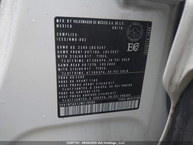 3VV1B7AX7JM219590 Volkswagen Tiguan