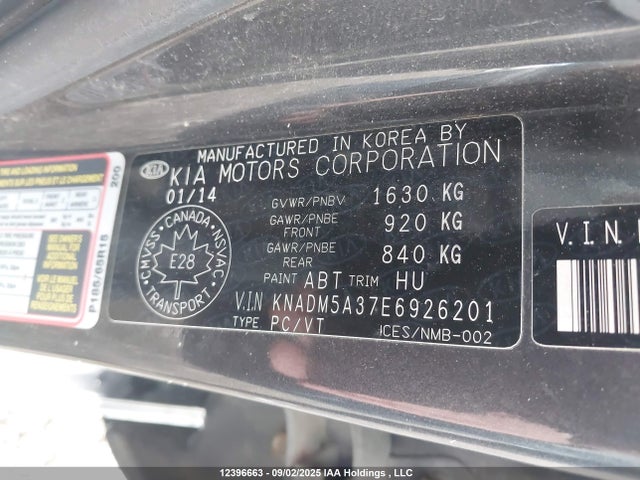 KIA dohc gamma 2014 KNADM5A37E6926201 Image 9