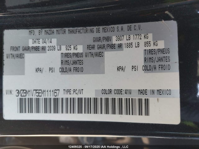 3MZBM1V75EM111167 Mazda pe