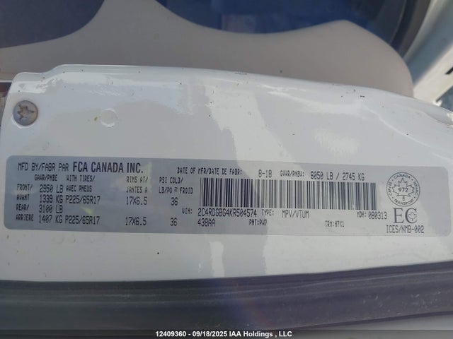 2C4RDGBG4KR504574 Dodge 2019