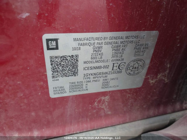 1GYKNGRS4KZ165369 Cadillac lgx - direct injection, variable valve timing, alum, gen 2