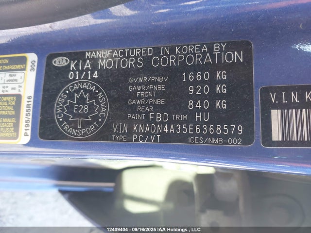KNADN4A35E6368579 KIA dohc gamma