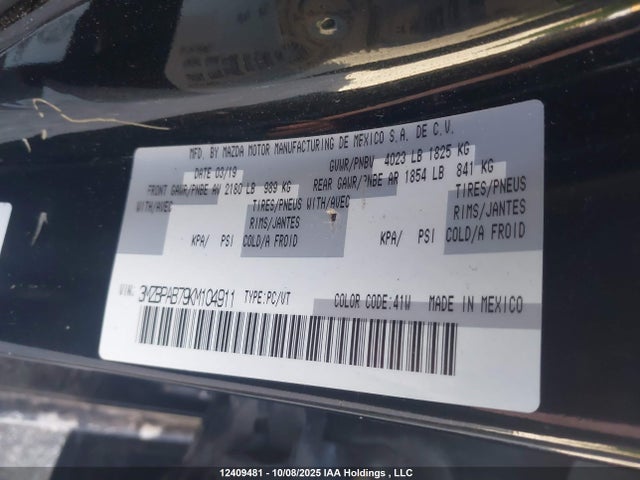 Mazda pe 2019 3MZBPAB79KM104911 Image 9