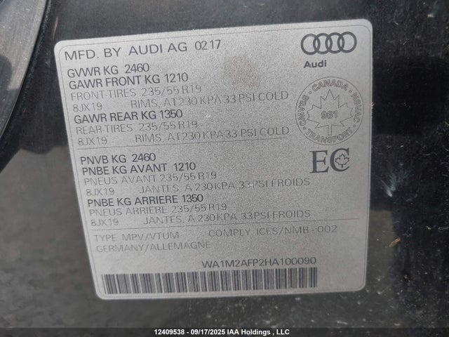 Audi 2.0t 2017 WA1M2AFP2HA100090 Image 18