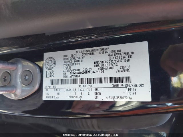 Ford dragon di tc 2021 1FMCU9G68MUA71196 Image 18
