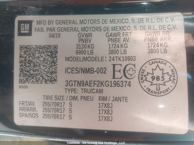 3GTN9AEF2KG196374 GMC l82