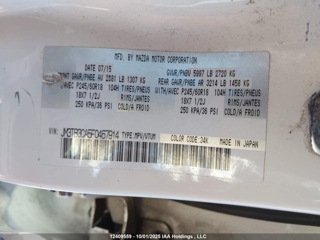 Mazda cav federal/canada 2015 JM3TB3CA5F0467914 Image 9