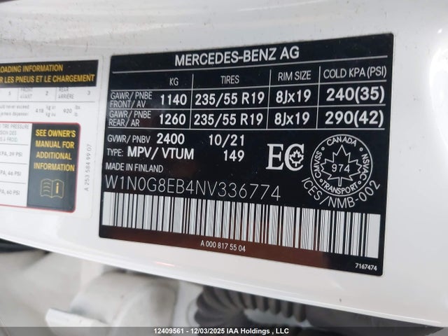 W1N0G8EB4NV336774 Mercedes-Benz Glc 300 4matic