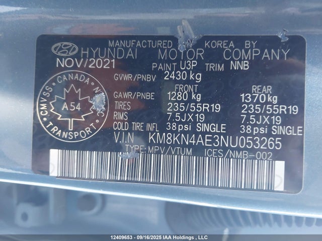 Hyundai 2022 2022 KM8KN4AE3NU053265 Image 9