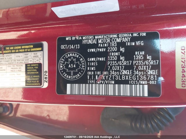 5XYZT3LBXEG136781 Hyundai gdi theta