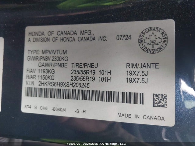 2HKRS6H9XSH206245 Honda lfc3
