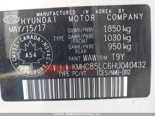 KMHC85LC6HU040432 Hyundai Ioniq