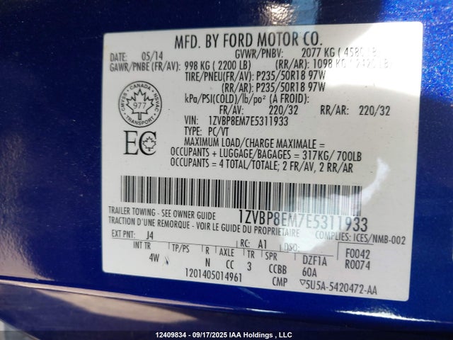 1ZVBP8EM7E5311933 Ford Mustang Convertible