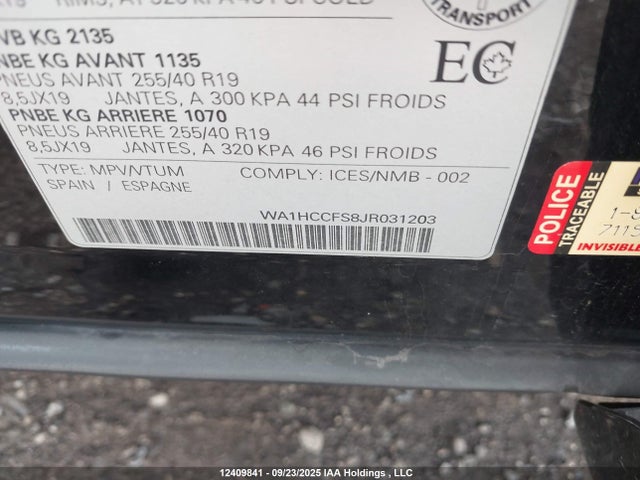 WA1HCCFS8JR031203 Audi Q3