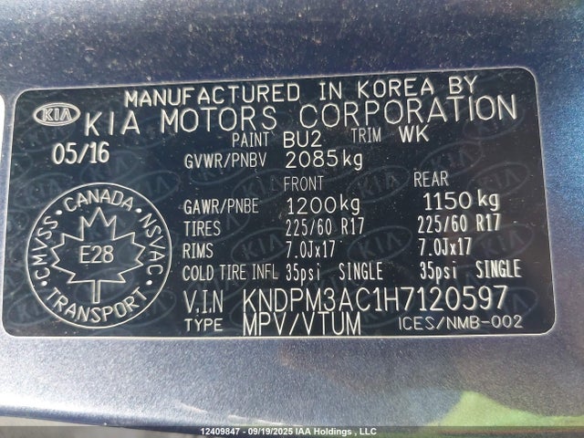 KNDPM3AC1H7120597 KIA gdi theta ii