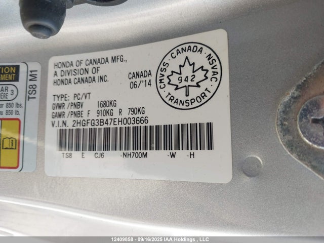 2HGFG3B47EH003666 Honda r18z1