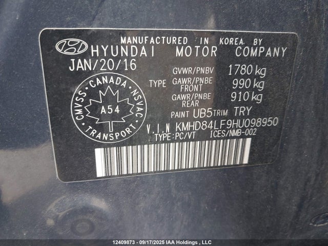 KMHD84LF9HU098950 Hyundai Elantra