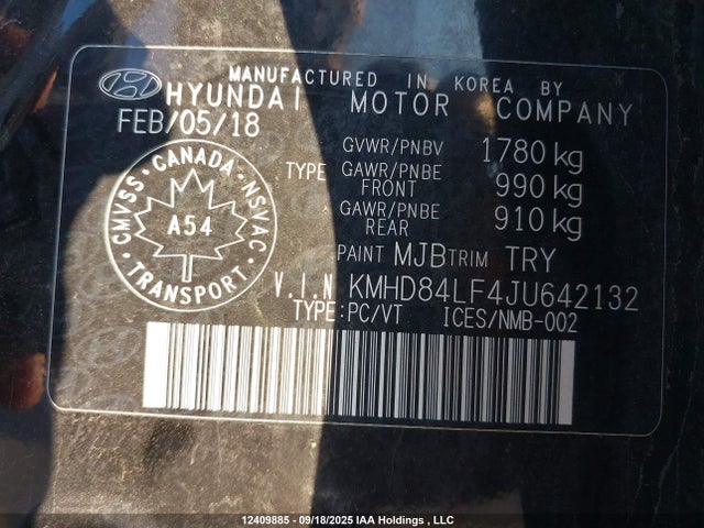 KMHD84LF4JU642132 Hyundai mpi nu