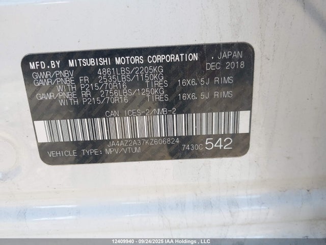 Mitsubishi mivec 2019 JA4AZ2A37KZ606824 Image 9