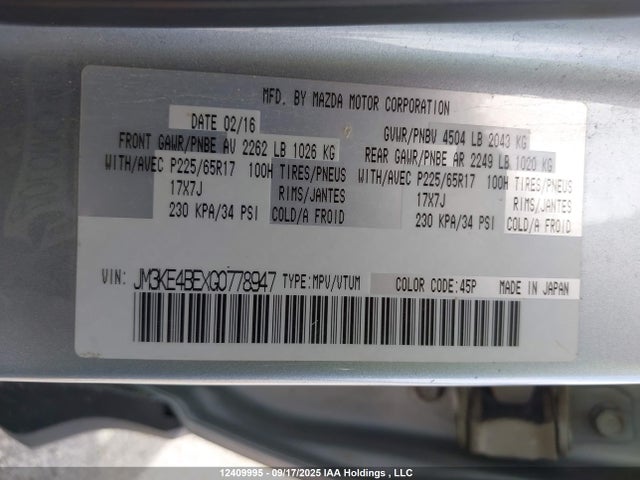 JM3KE4BEXG0778947 Mazda pe