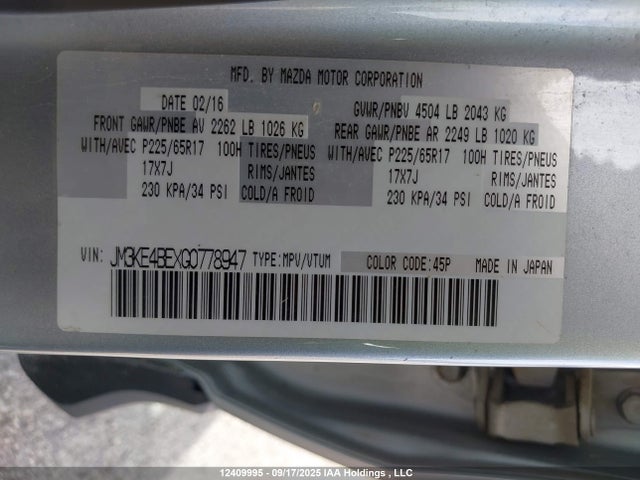 JM3KE4BEXG0778947 Mazda pe