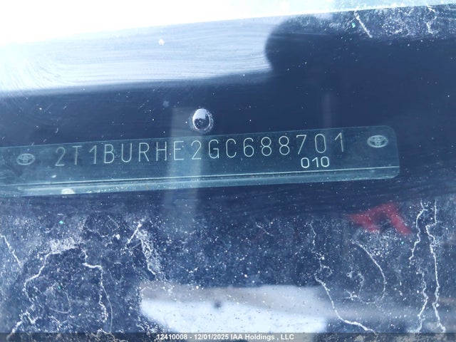 Aukcja sprzedaży 2016 Toyota Corolla, vin: 2T1BURHE2GC688701, numer aukcji: 12410008