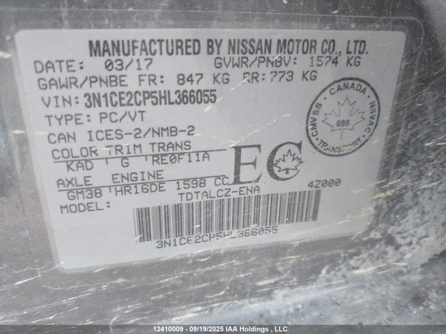 Nissan 2017 2017 3N1CE2CP5HL366055 Image 8